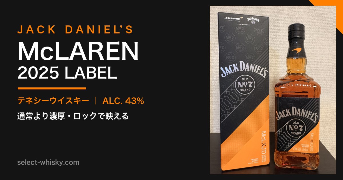ジャックダニエル マクラーレン2025ラベル（実物・化粧箱とボトル）