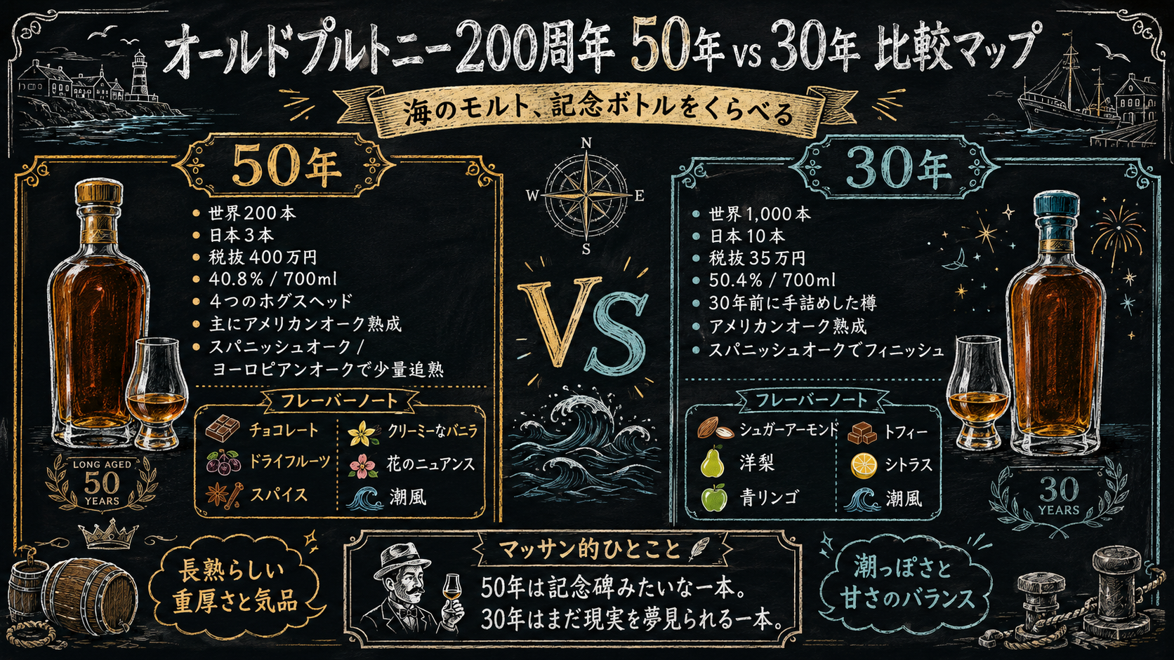 オールドプルトニー 50年 vs 30年 比較マップ