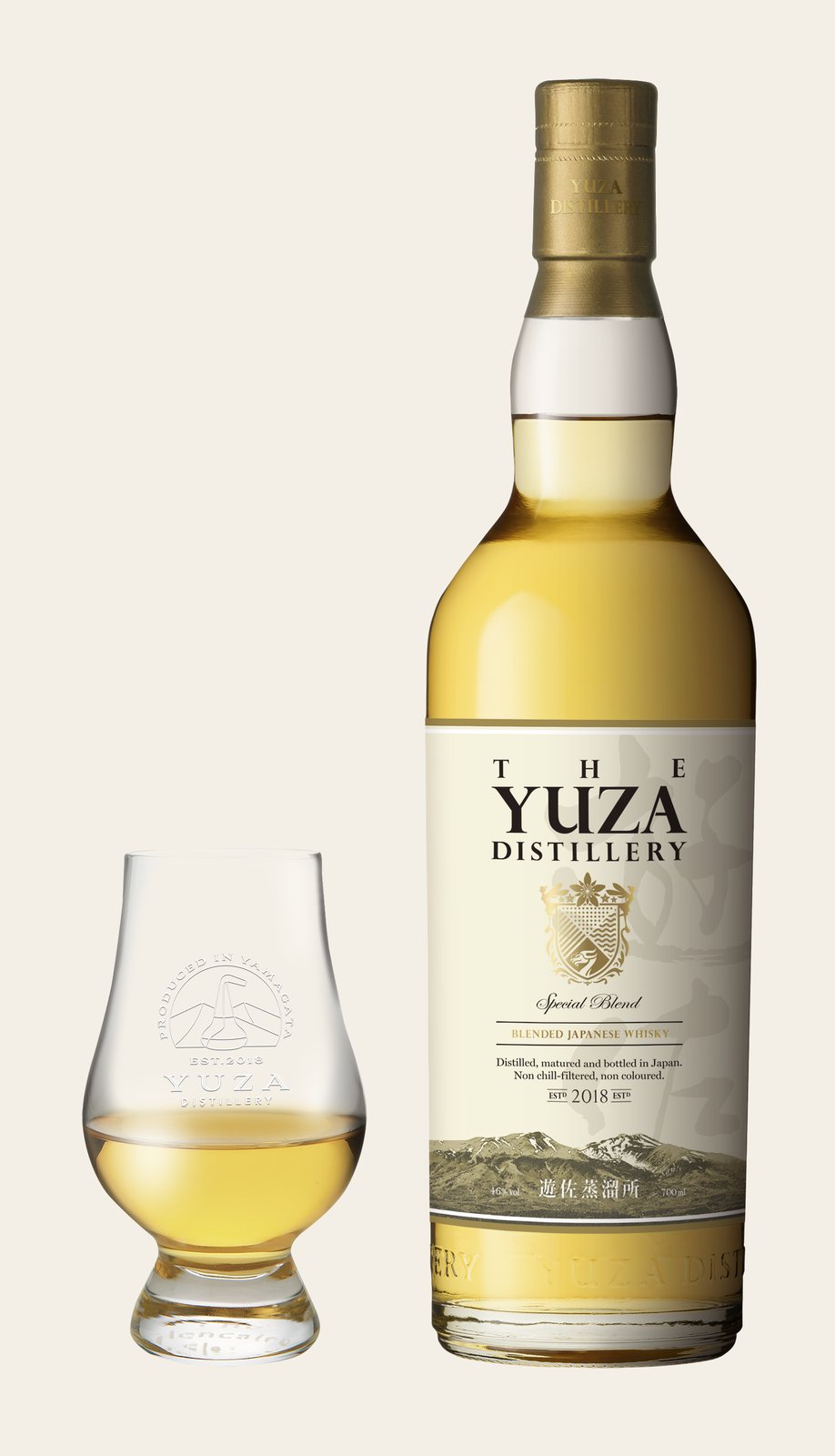 YUZA Special Blendのボトルとグラス